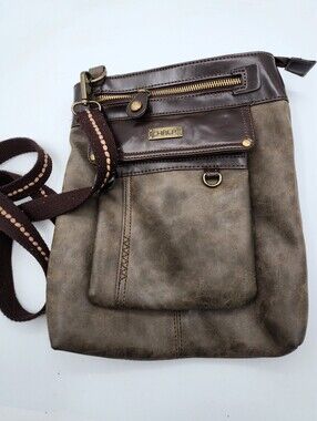 Chala Brown and Dark Brown Two-Tone Crossbody Bag
